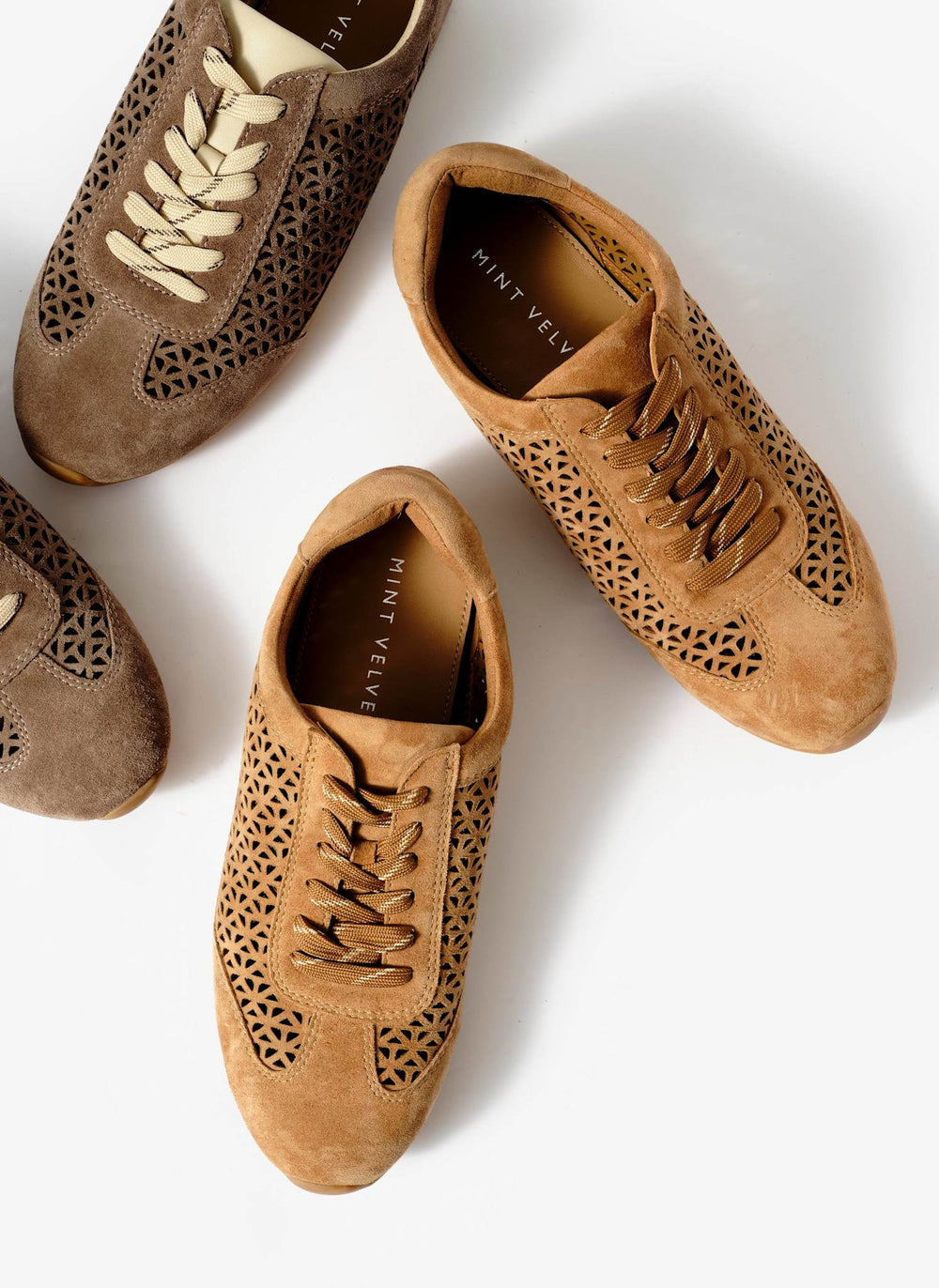 Talia Tan Suede Cut Detail Trainers