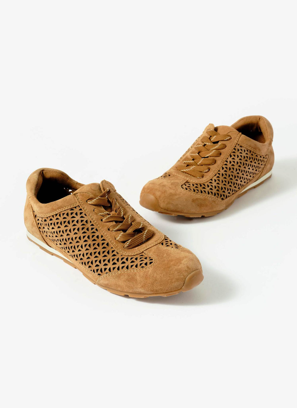 Talia Tan Suede Cut Detail Trainers