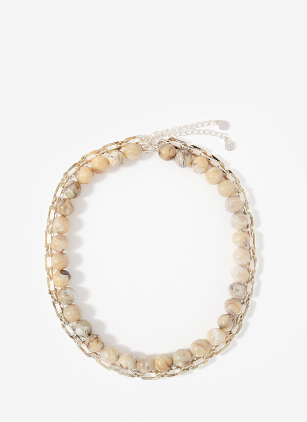 Neutral Beaded and Chain Layer Necklace