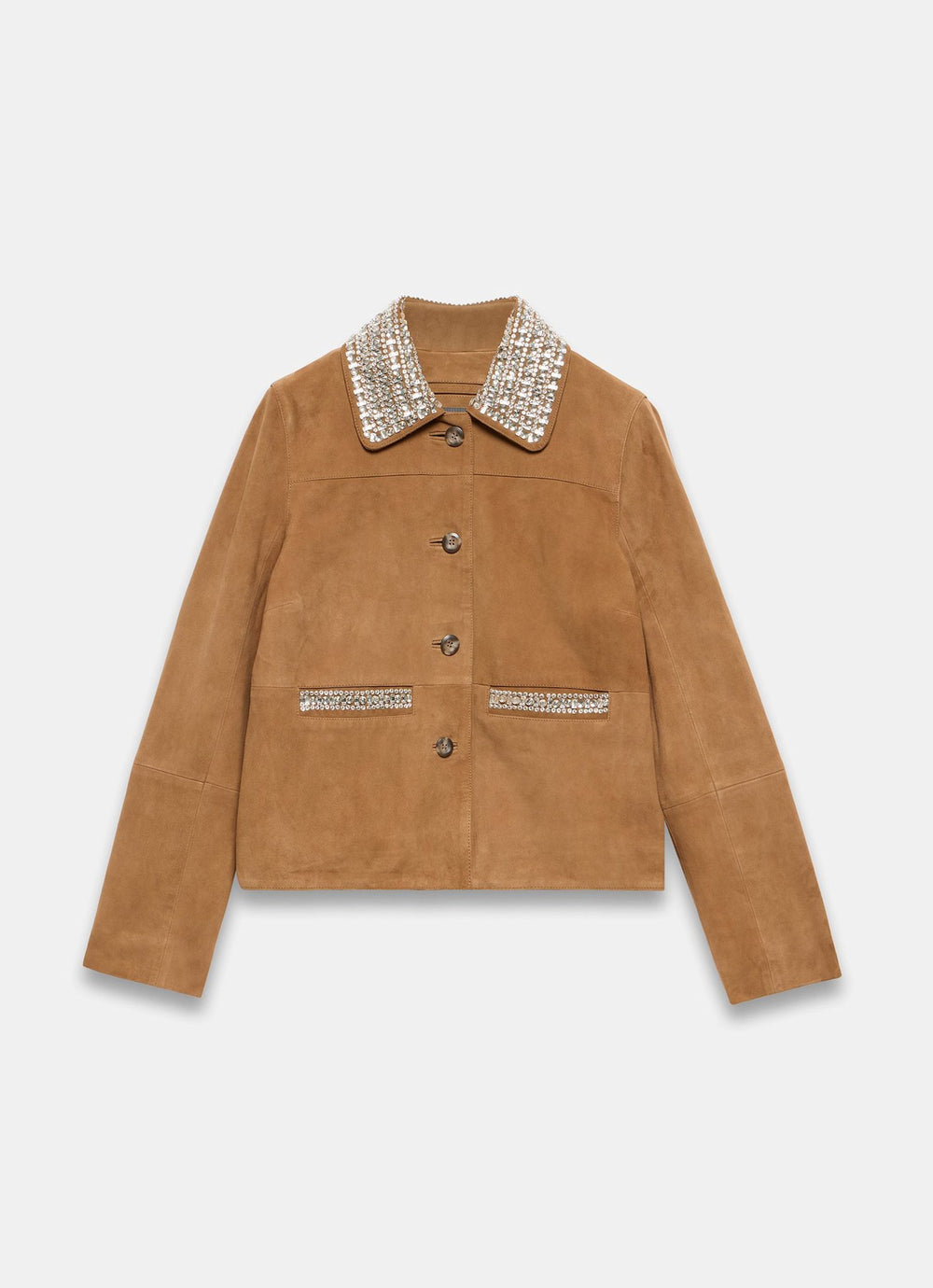 Tan Suede Diamante Detail Jacket