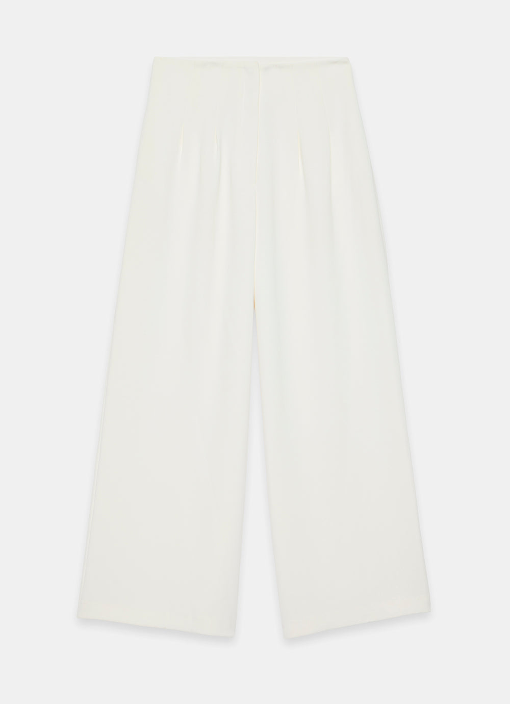 White Wide Leg Darted Trousers