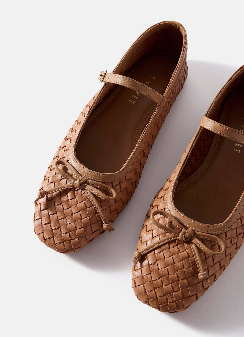 Charley Tan Leather Woven Pumps