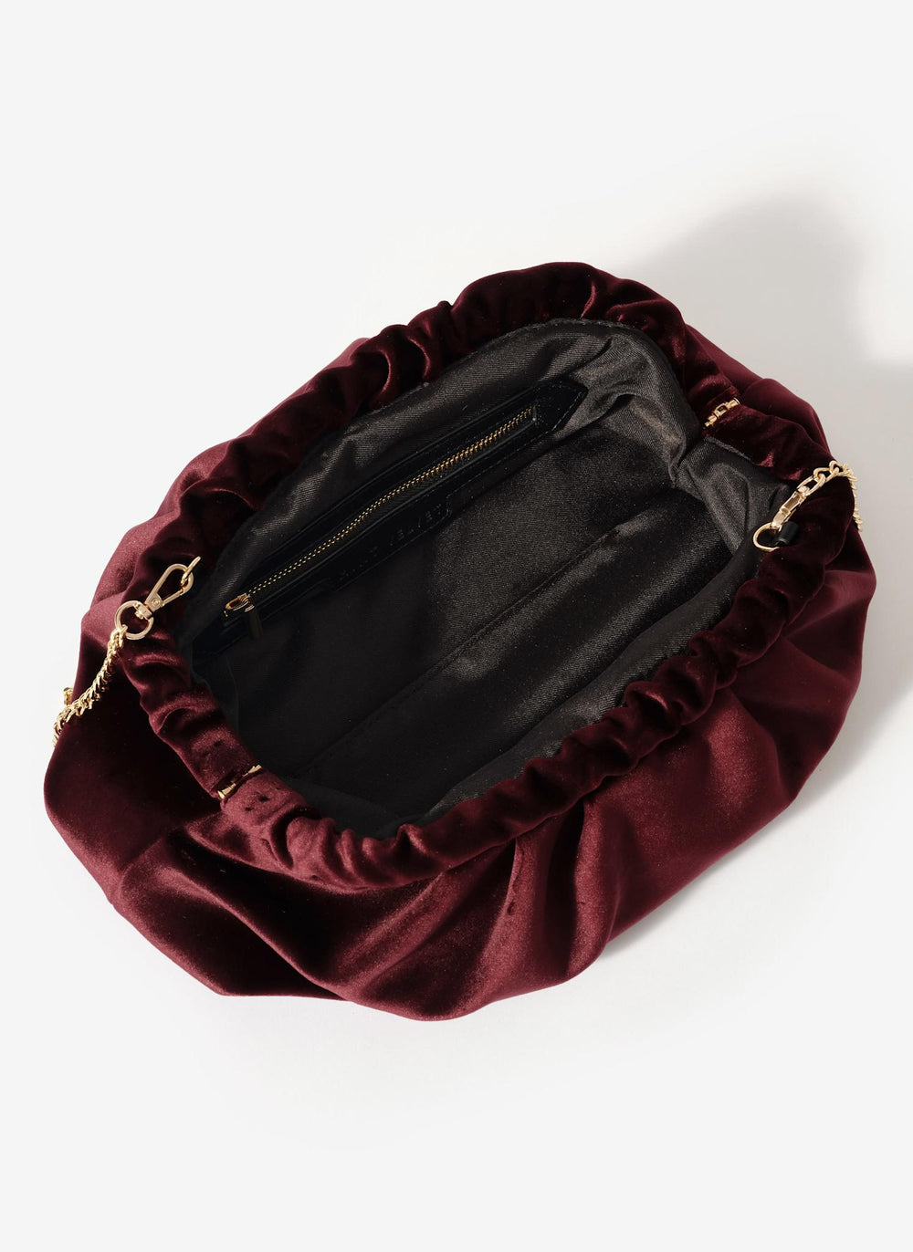 Albie Burgundy Velvet Ruched Clutch Bag