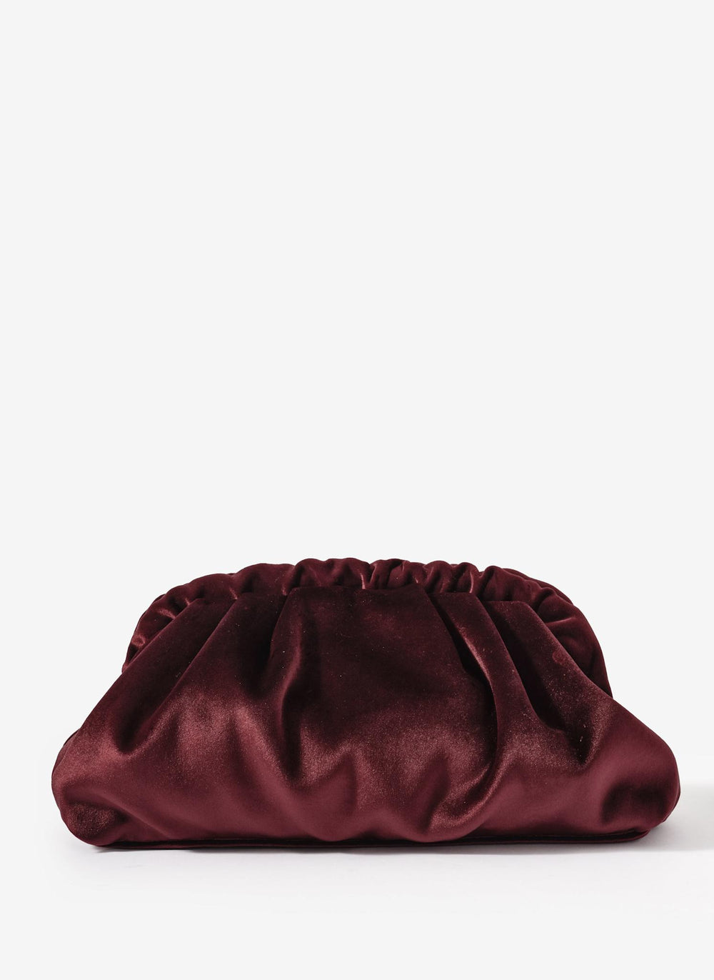 Albie Burgundy Velvet Ruched Clutch Bag