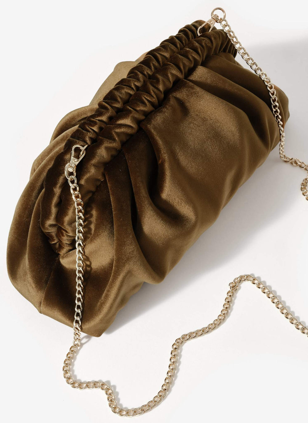 Albie Gold Velvet Ruched Clutch Bag