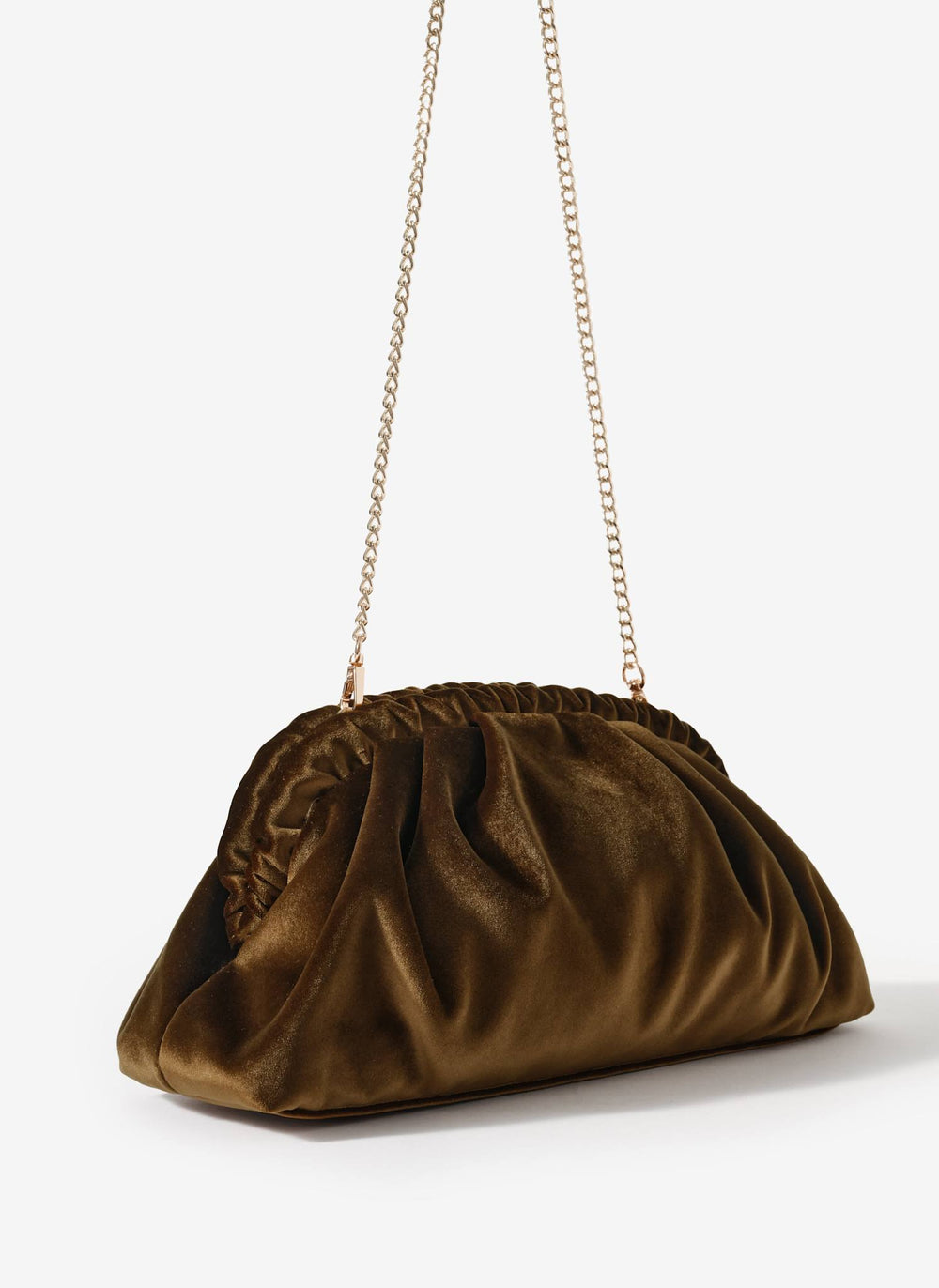 Albie Gold Velvet Ruched Clutch Bag