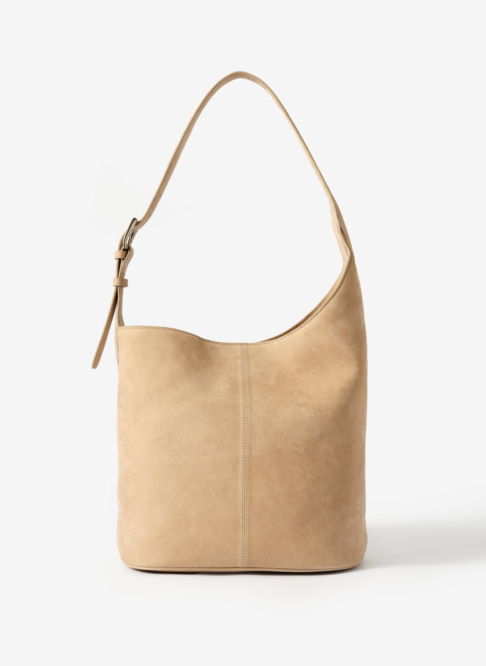 Alexa Neutral Suede Bucket Bag