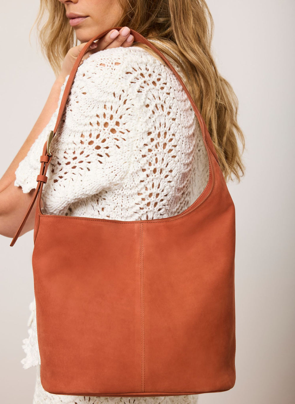Alexa Orange Suede Bucket Bag