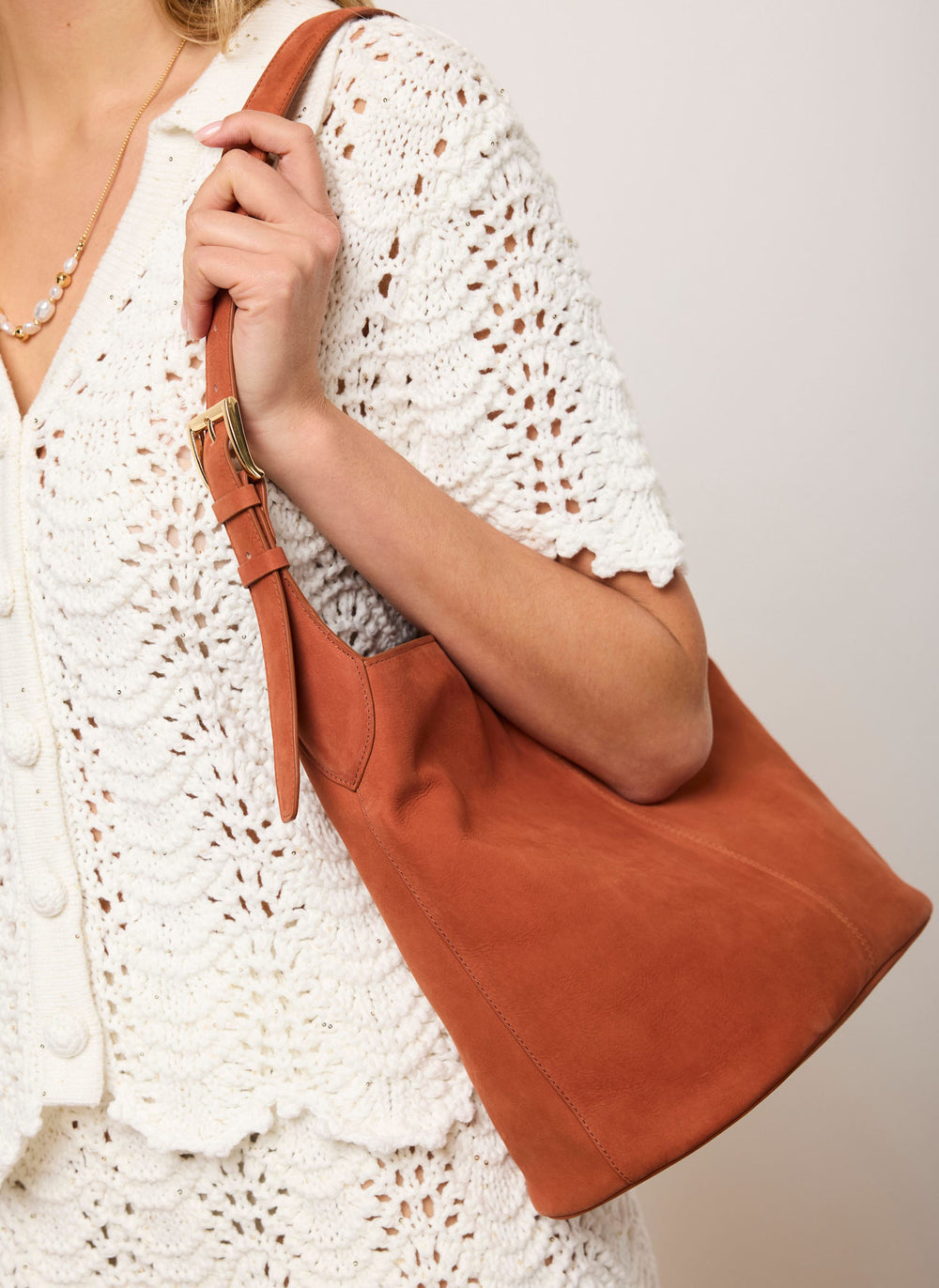 Alexa Orange Suede Bucket Bag