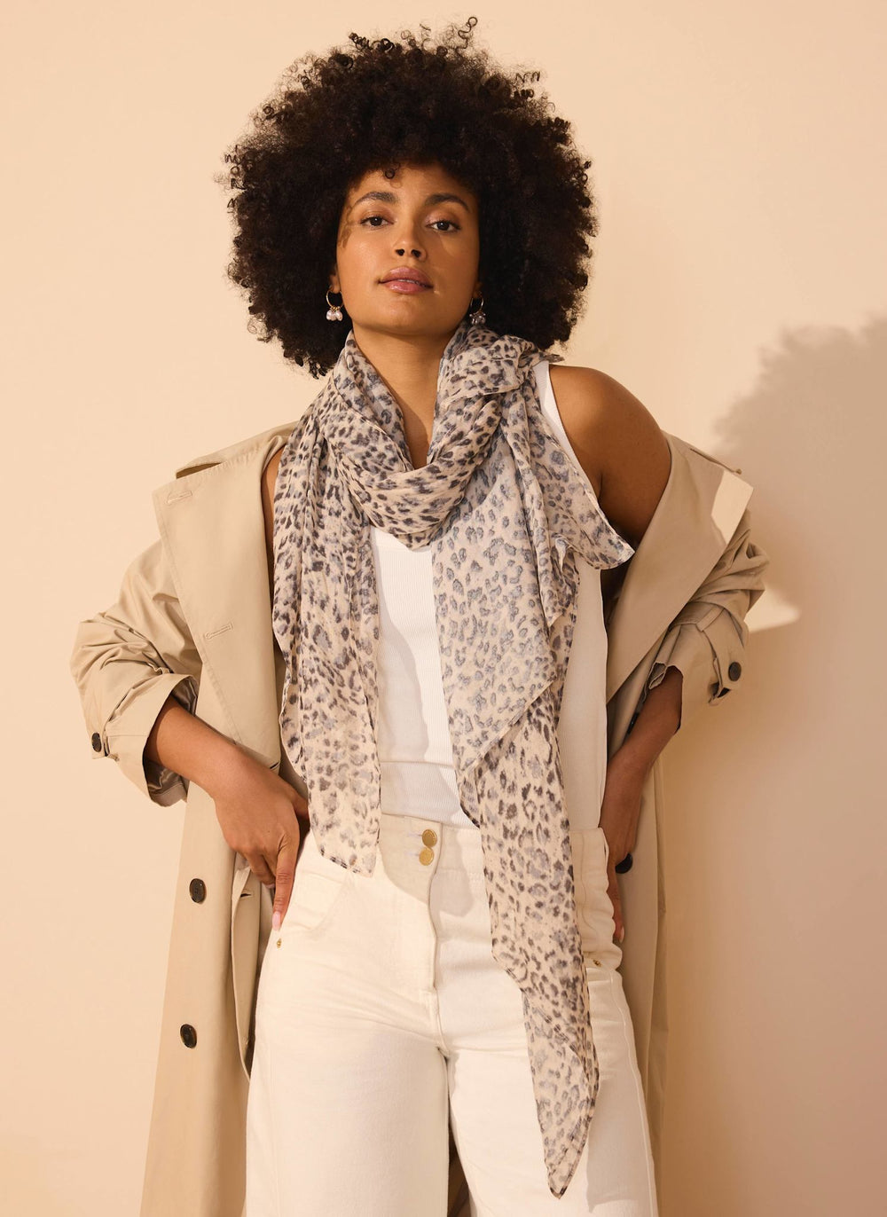 Allison Leopard Print Lightweight Scarf