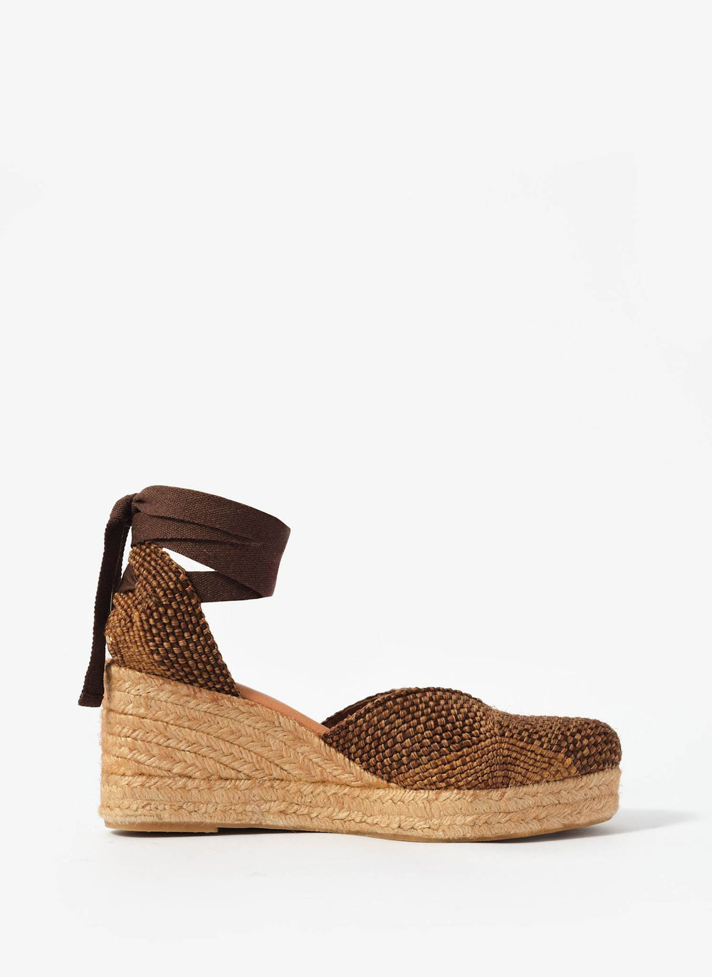 Amelia Brown Woven Espadrille Wedges