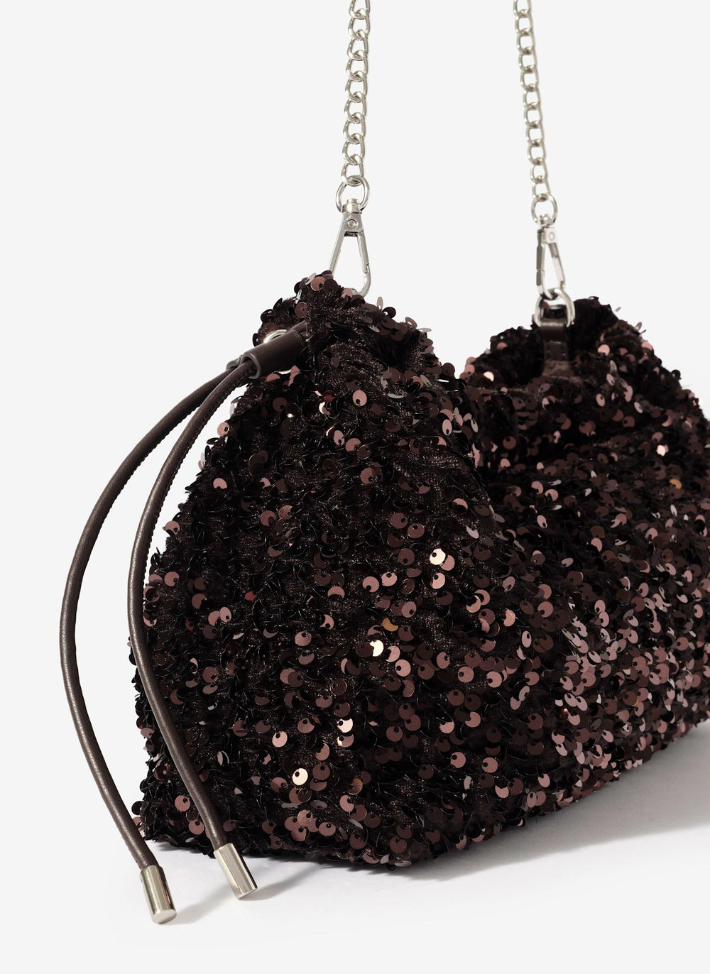 Amelie Brown Sequin Clutch Bag