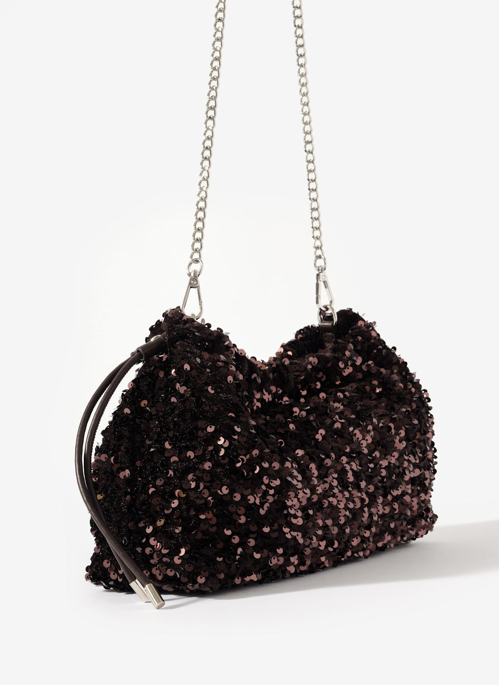 Amelie Brown Sequin Clutch Bag