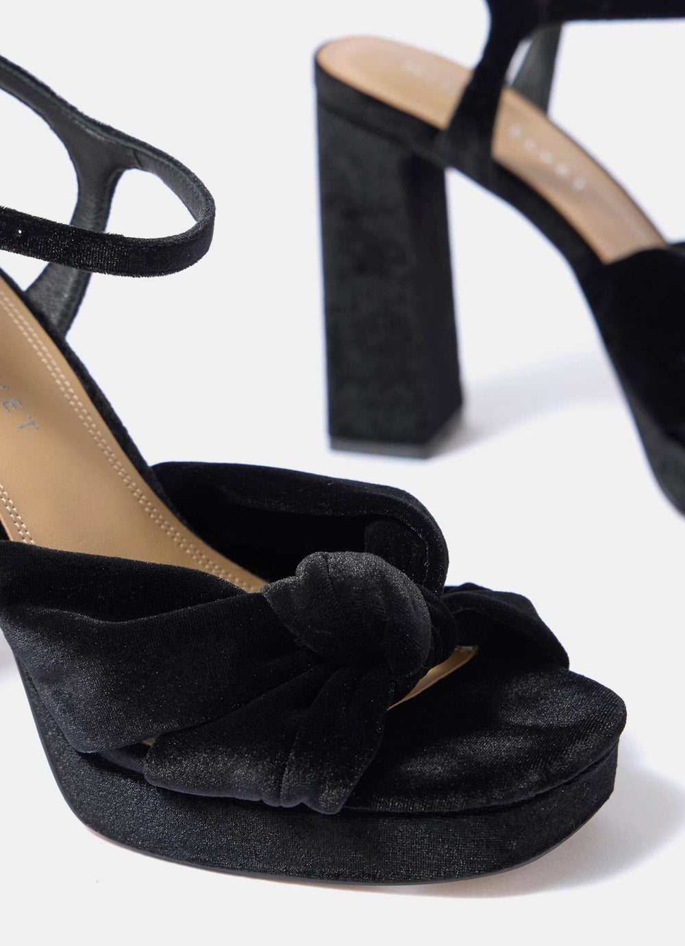 Amy Black Velvet Platform Heels