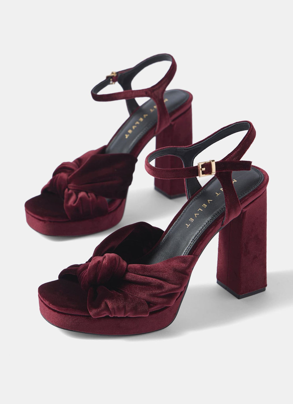 Amy Burgundy Velvet Platform Heels