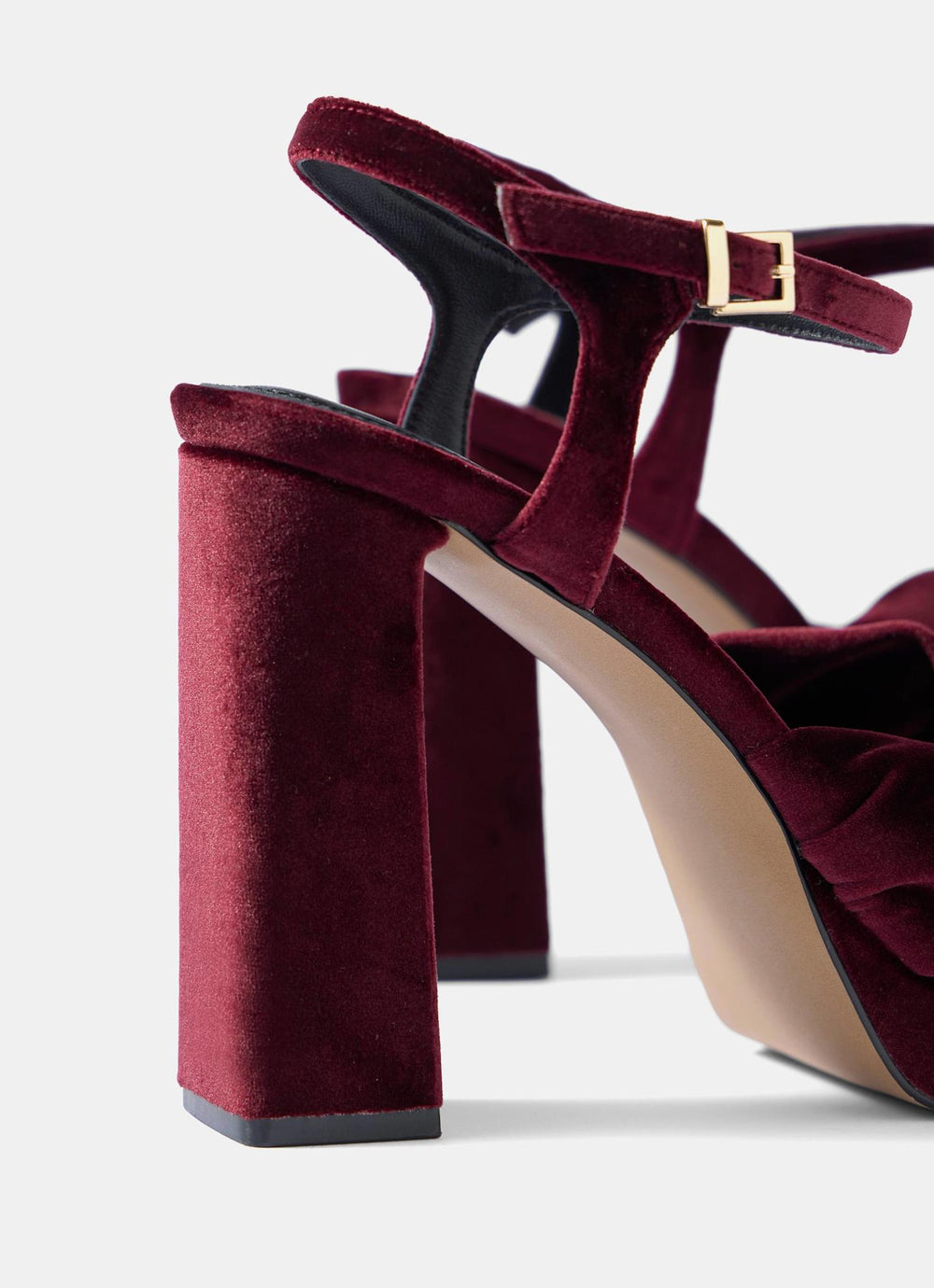 Amy Burgundy Velvet Platform Heels
