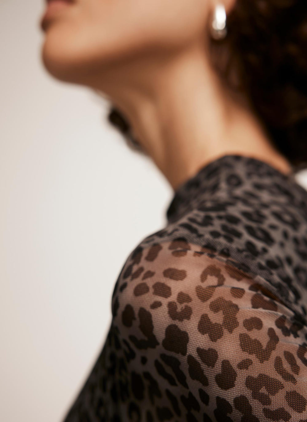 sachin and babi light blue dress Lafayette 148 New York Pleated Leopard-Print Taffeta Midi Dress main image 1