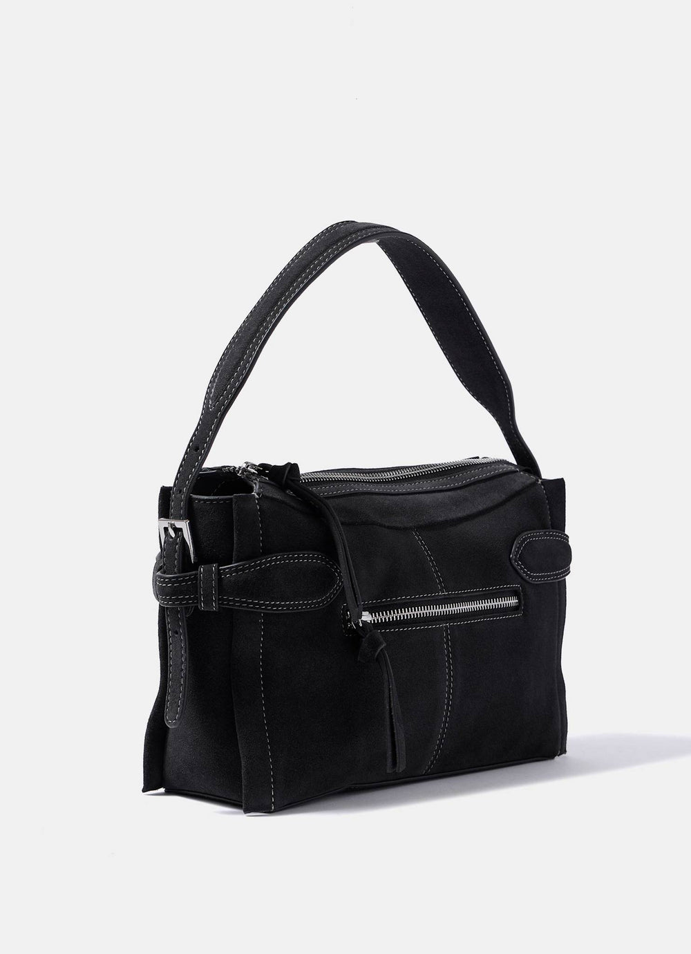Annie Dark Grey Suede Crossbody Bag