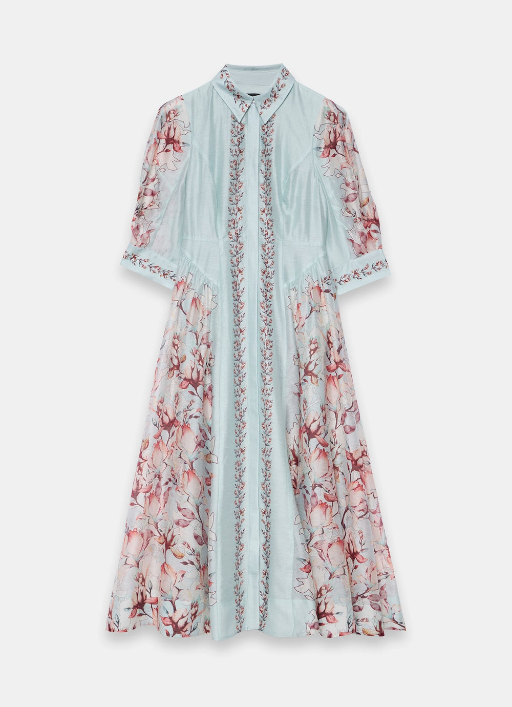 Blue Floral Print Midi Shirt Dress – Mint Velvet