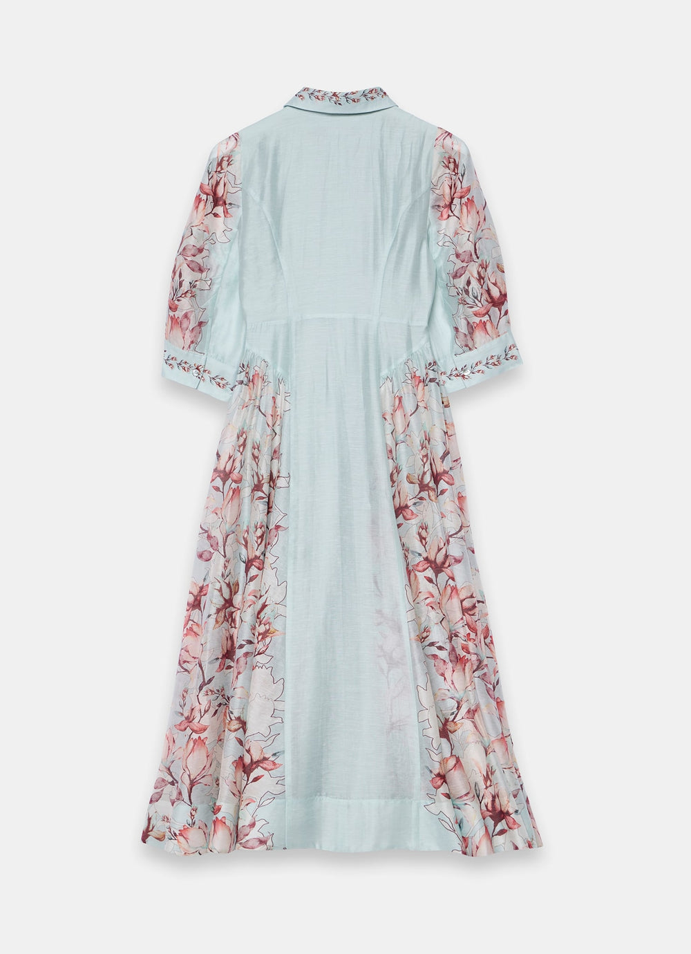 Blue Floral Print Midi Shirt Dress Blue Floral Print Midi Shirt Dress