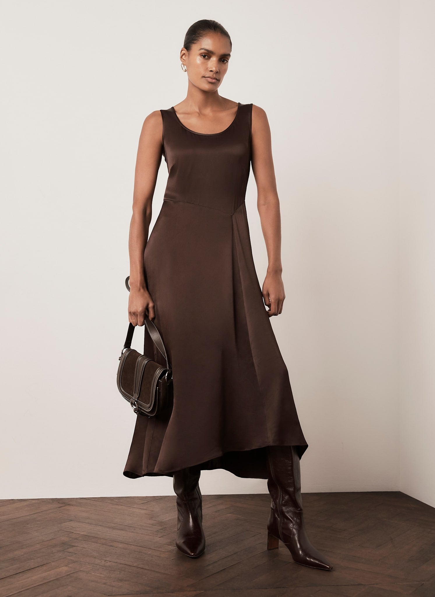 Brown Argyle Sequin 2-in-1 Midi Dress – Mint Velvet