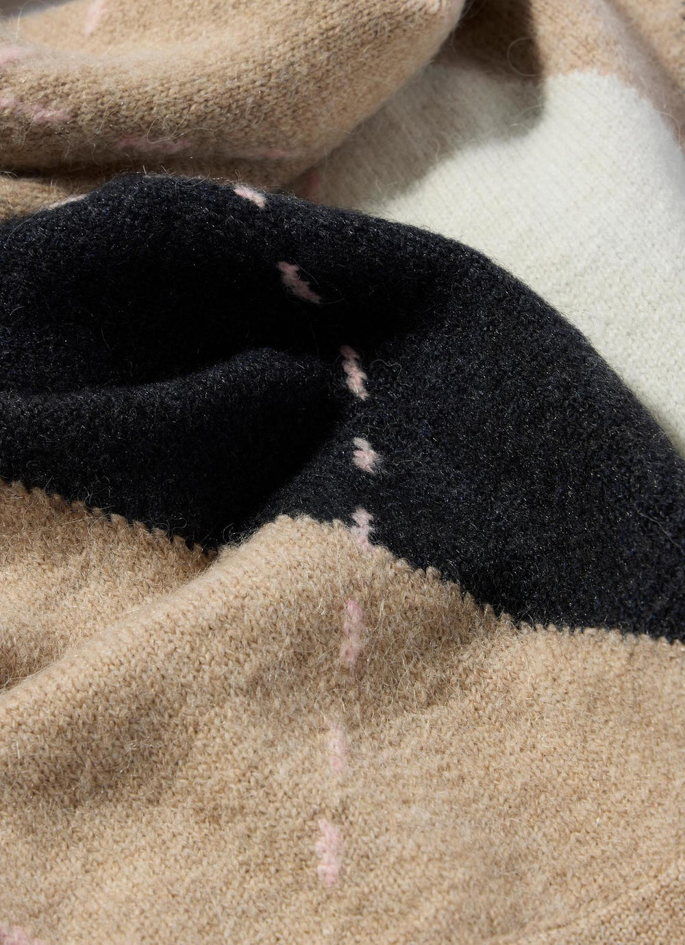 Neutral Argyle Knit Scarf