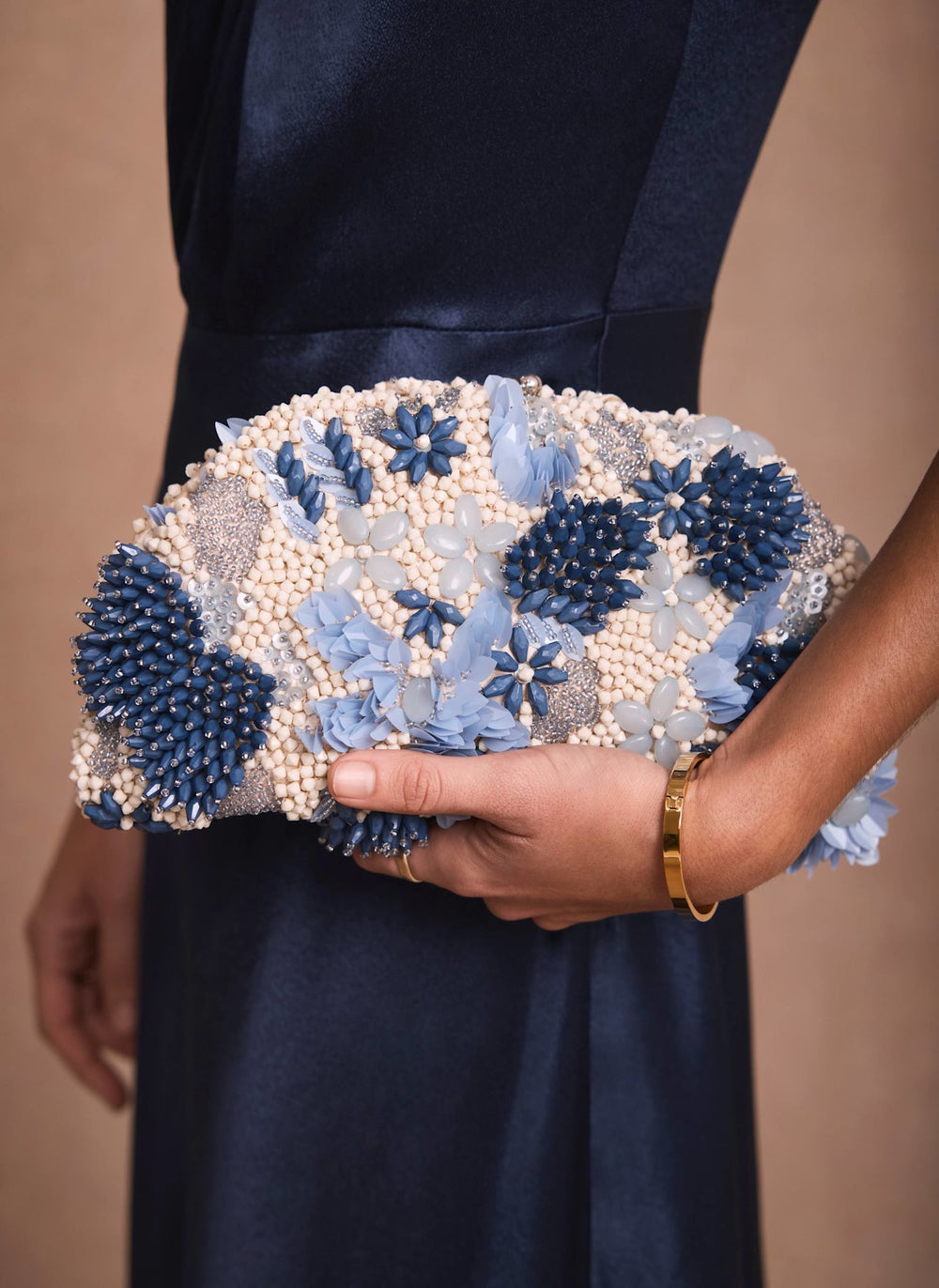 Ari Blue Beaded Clutch Bag