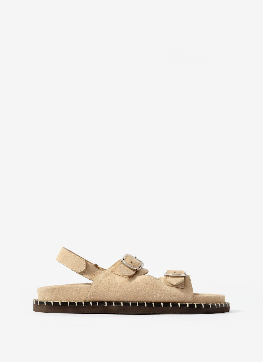 Aria Neutral Suede Double Buckle Sandals