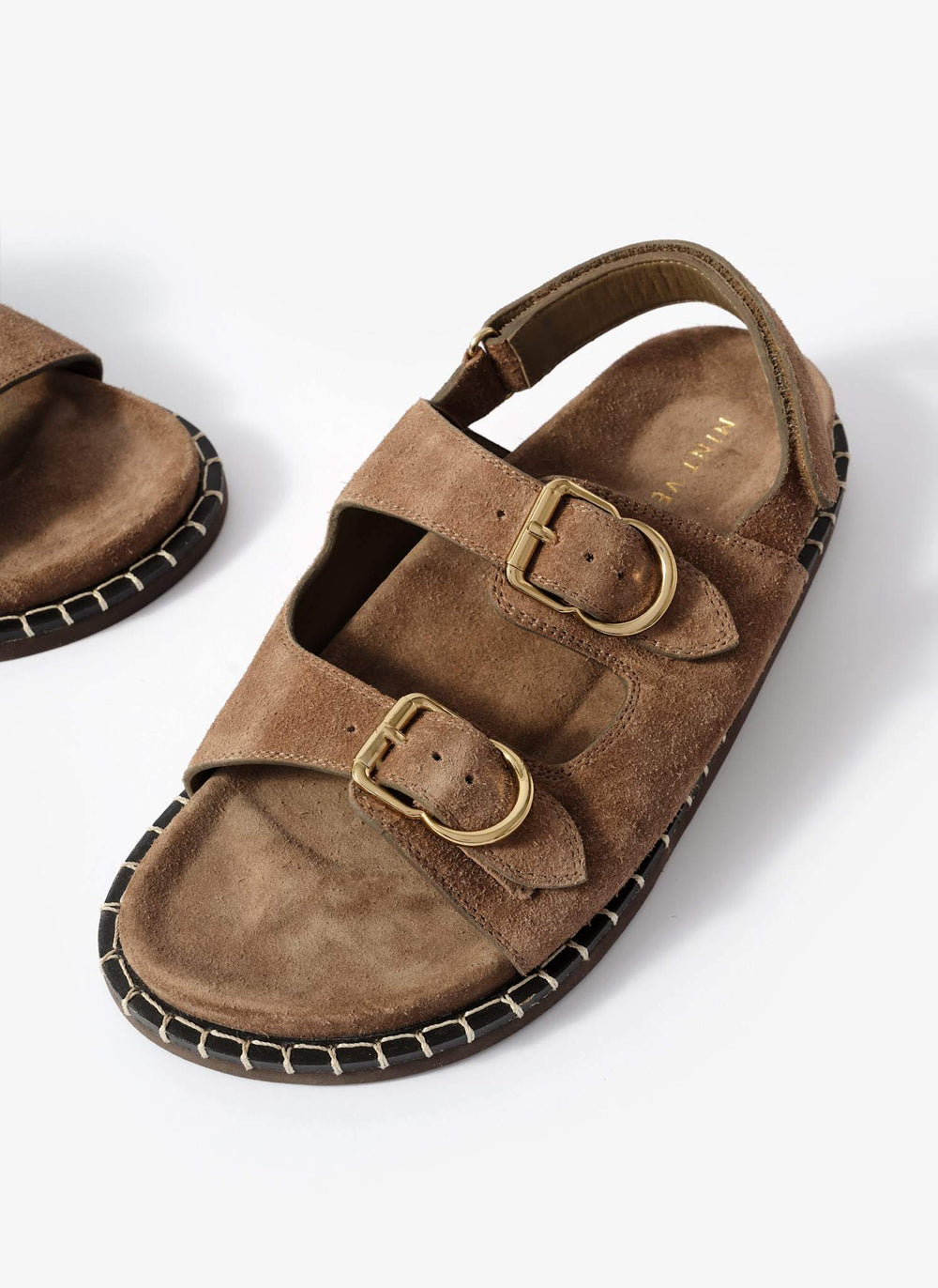 Aria Brown Suede Double Buckle Sandals