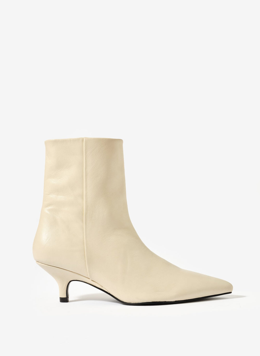 Ashley Cream Leather Kitten Heel Ankle Boots