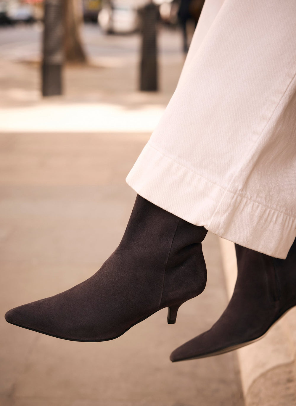Ashley Grey Suede Kitten Heel Ankle Boots