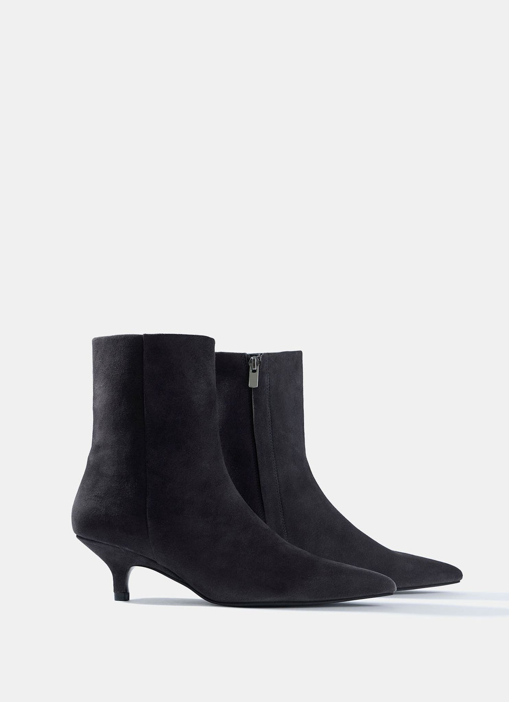 Ashley Grey Suede Kitten Heel Ankle Boots
