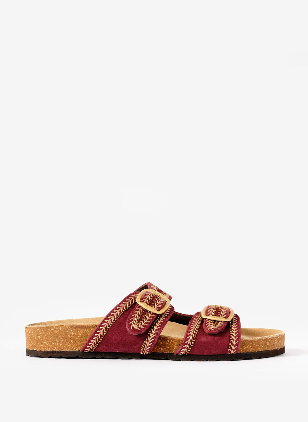 Ava Red Suede Beaded Sandals