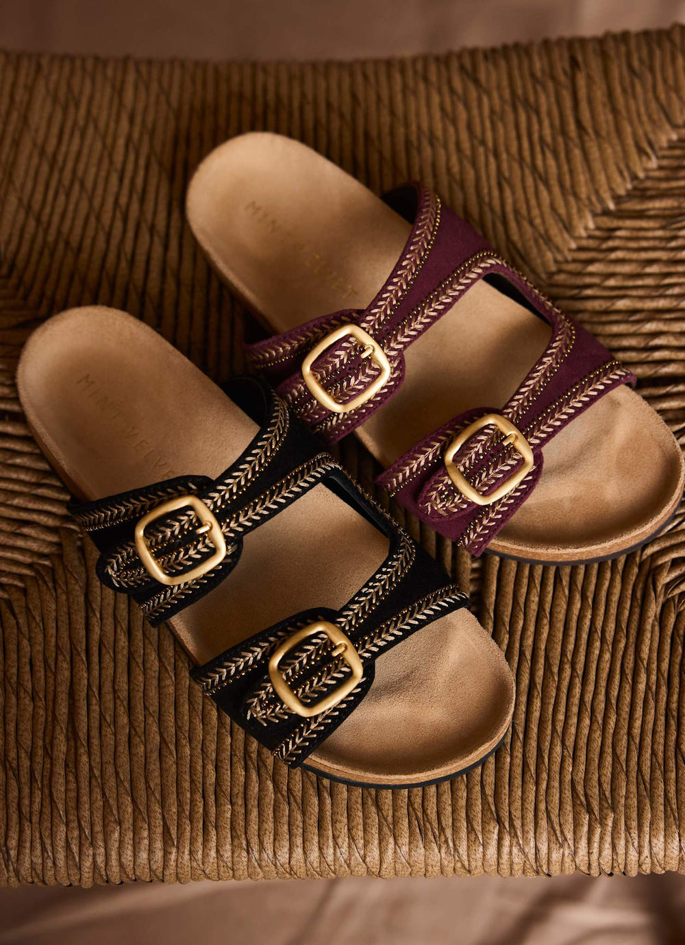 Ava Red Suede Beaded Sandals