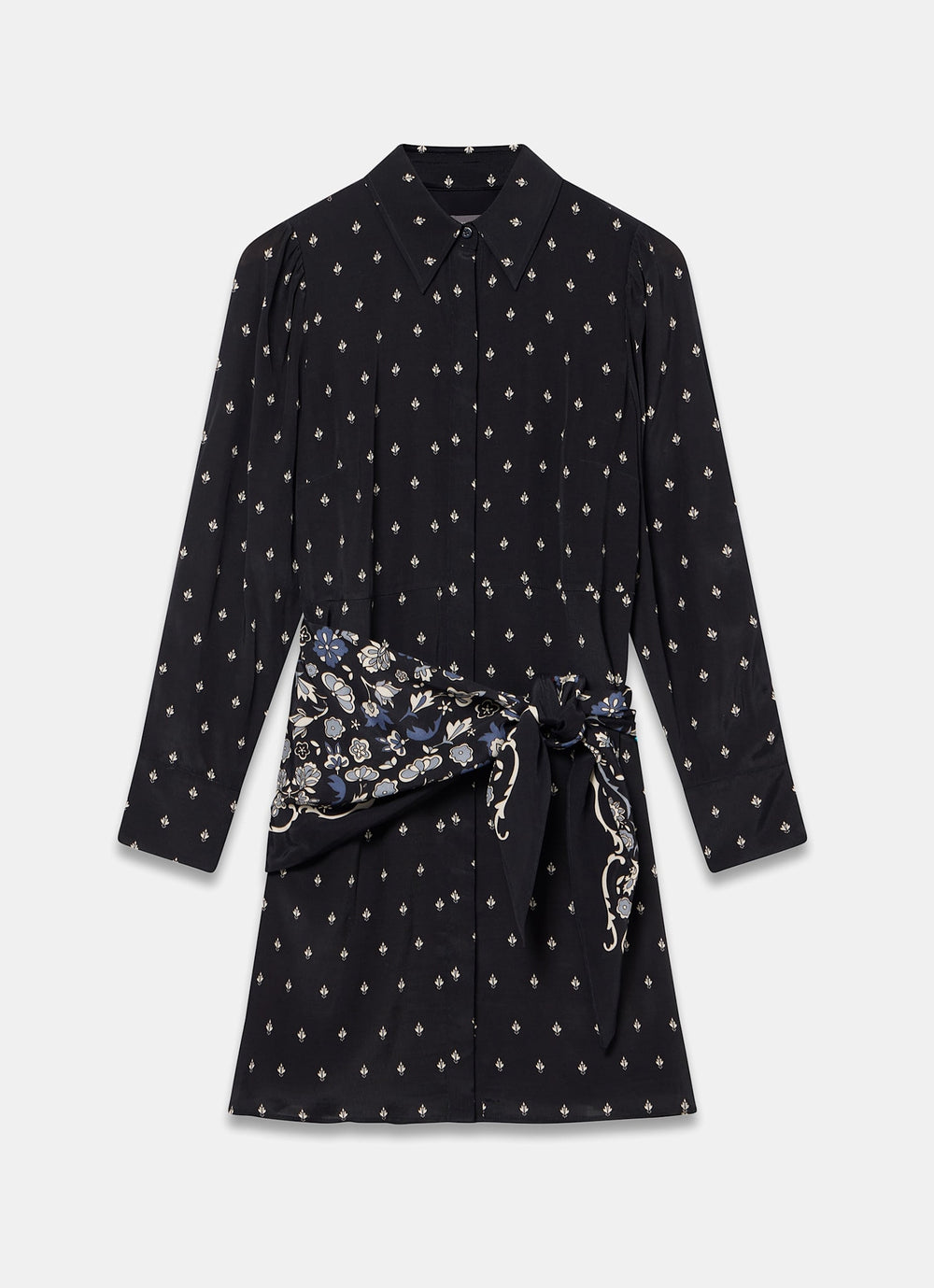 Navy Print Scarf Detail Mini Dress – Mint Velvet