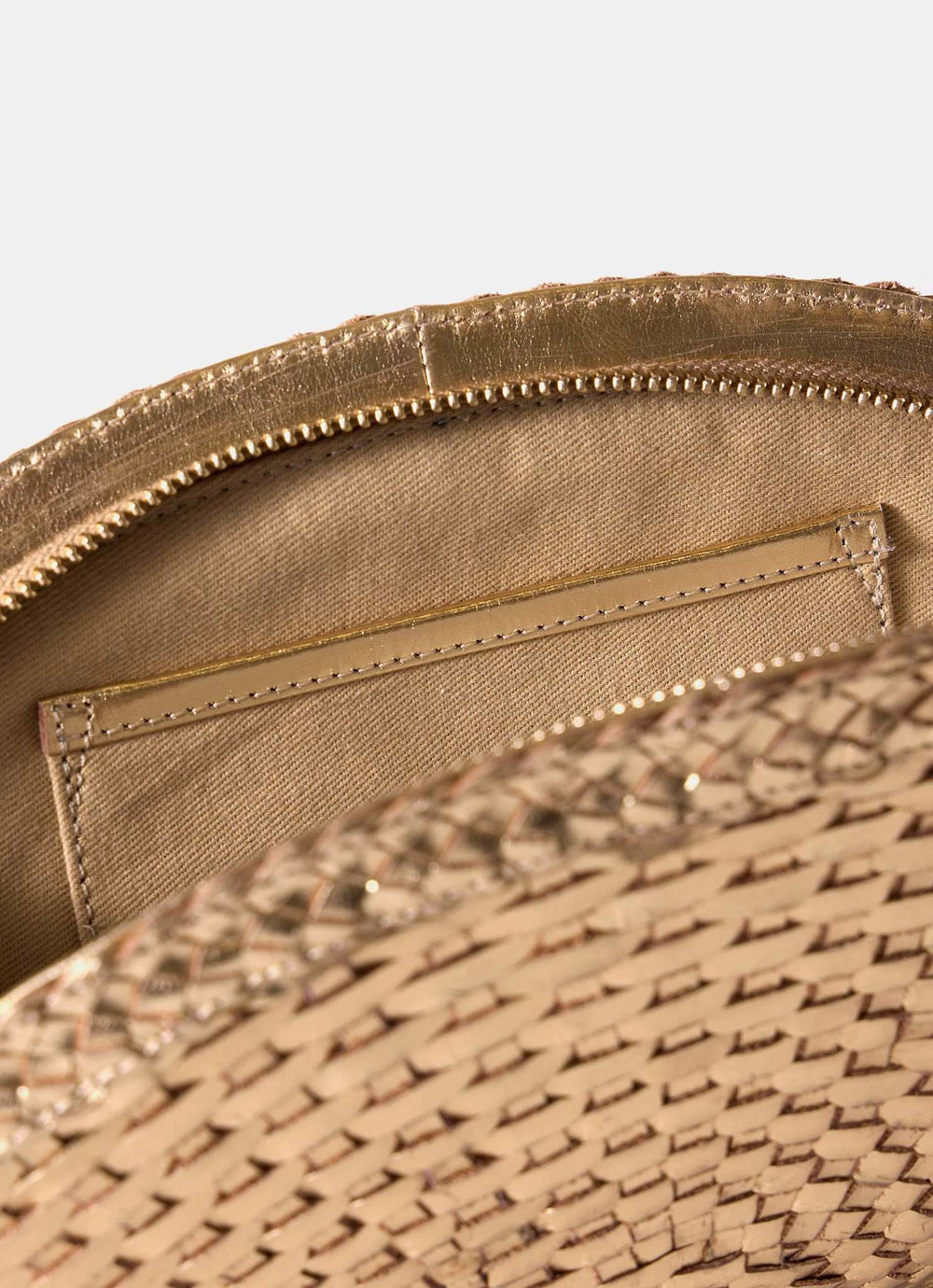 Bea Gold Leather Woven Clutch