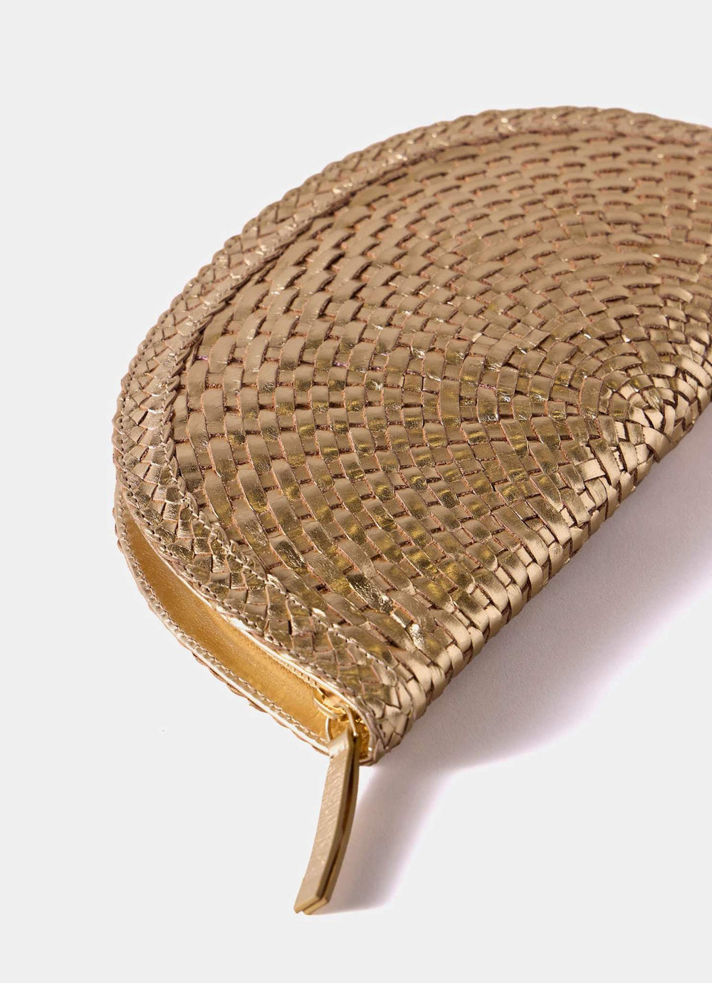 Bea Gold Leather Woven Clutch