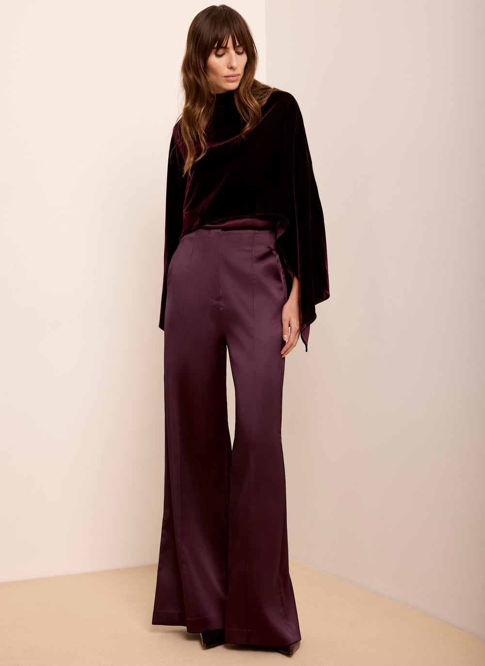 Burgundy Velvet Cape Top