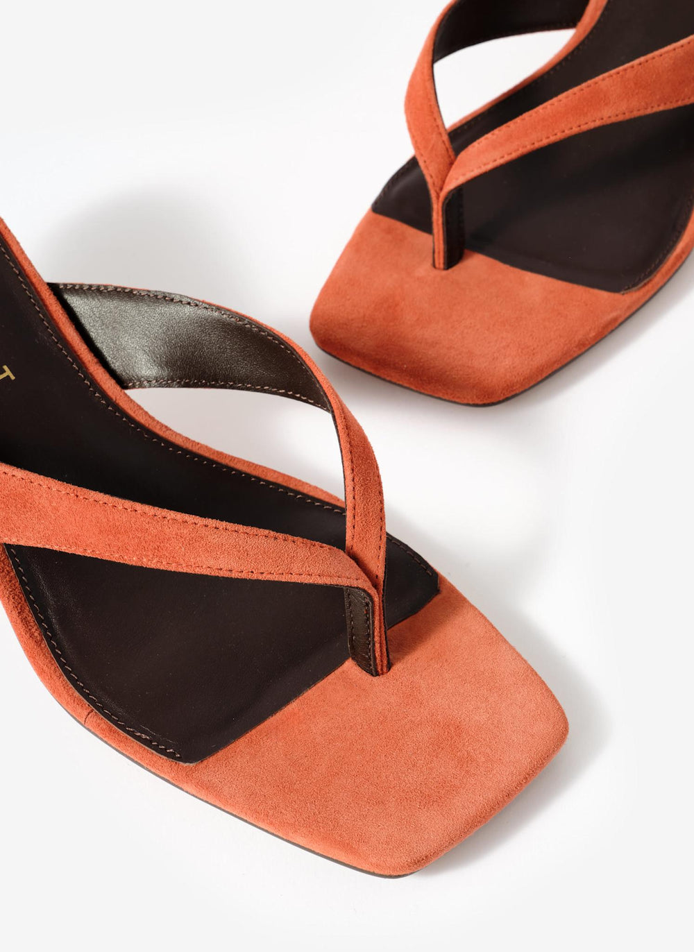 Betty Orange Suede Flip Flop Heels