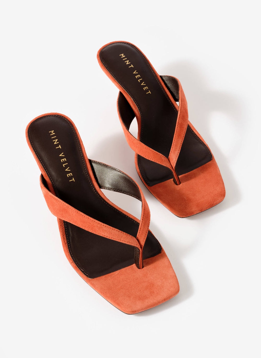 Betty Orange Suede Flip Flop Heels