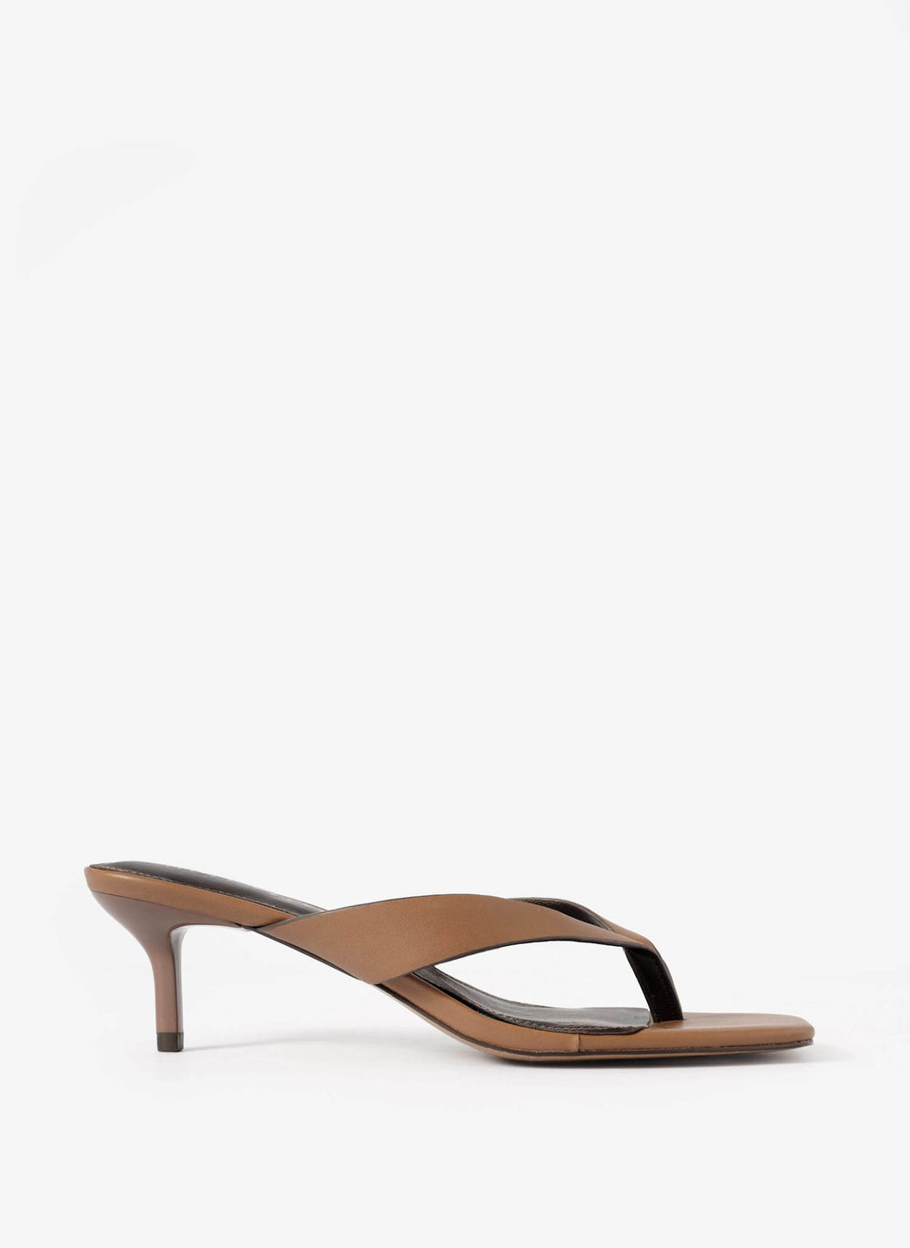 Betty Tan Leather Flip Flop Heels