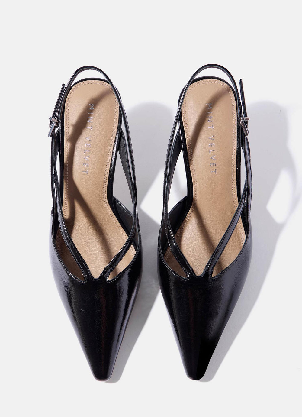Bianca Black Patent Leather Slingback Heels