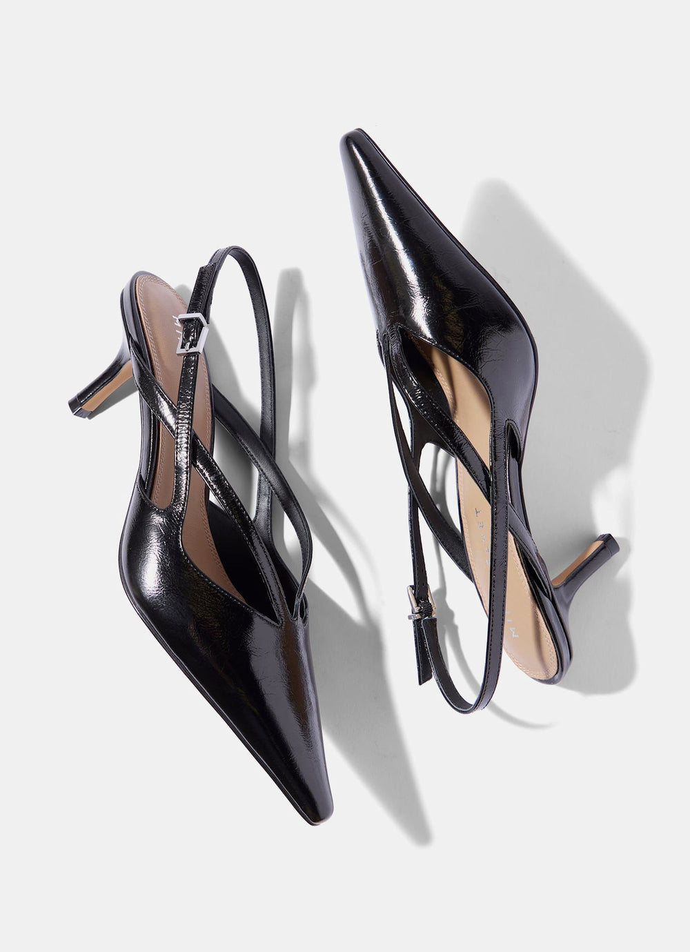 Bianca Black Patent Leather Slingback Heels