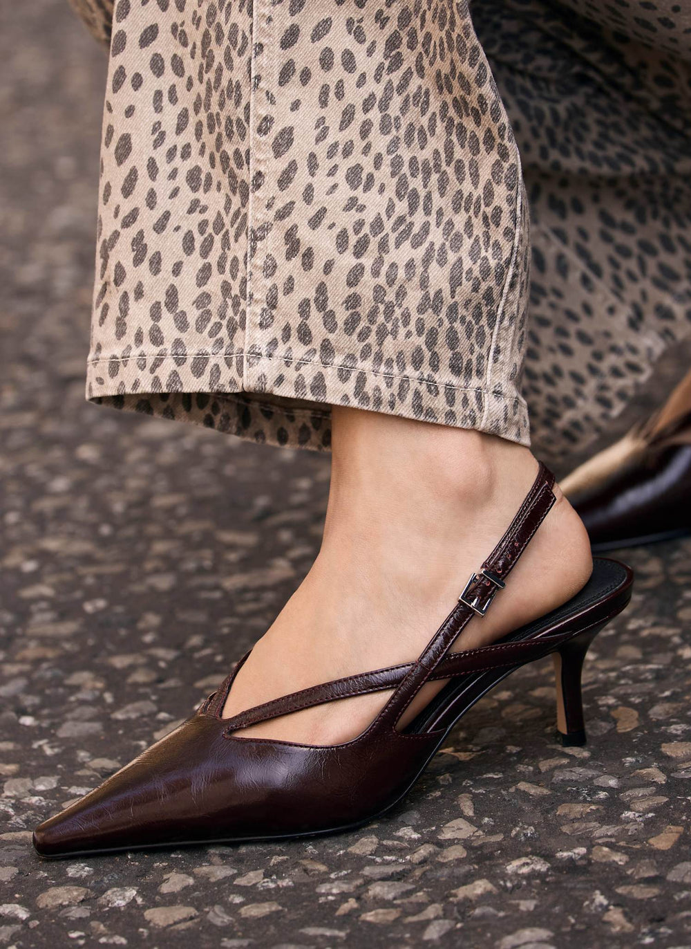 Bianca Burgundy Patent Leather Slingback Heels