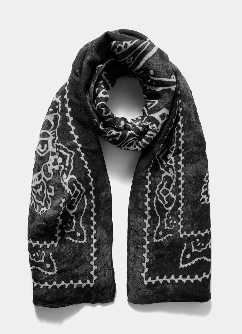 Black Bandana Print Scarf