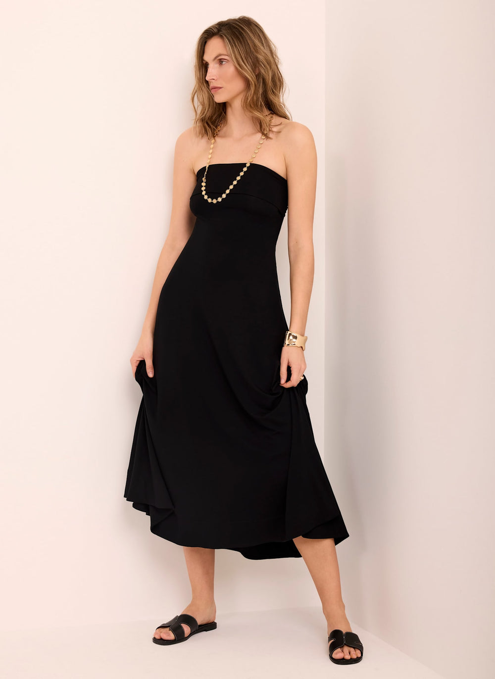 Black Jersey Bandeau Maxi Dress