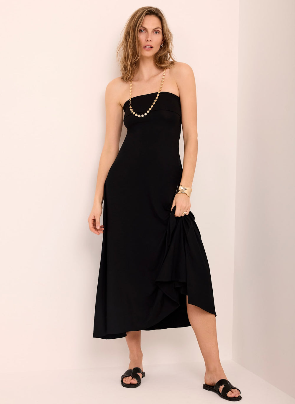 Black Jersey Bandeau Maxi Dress
