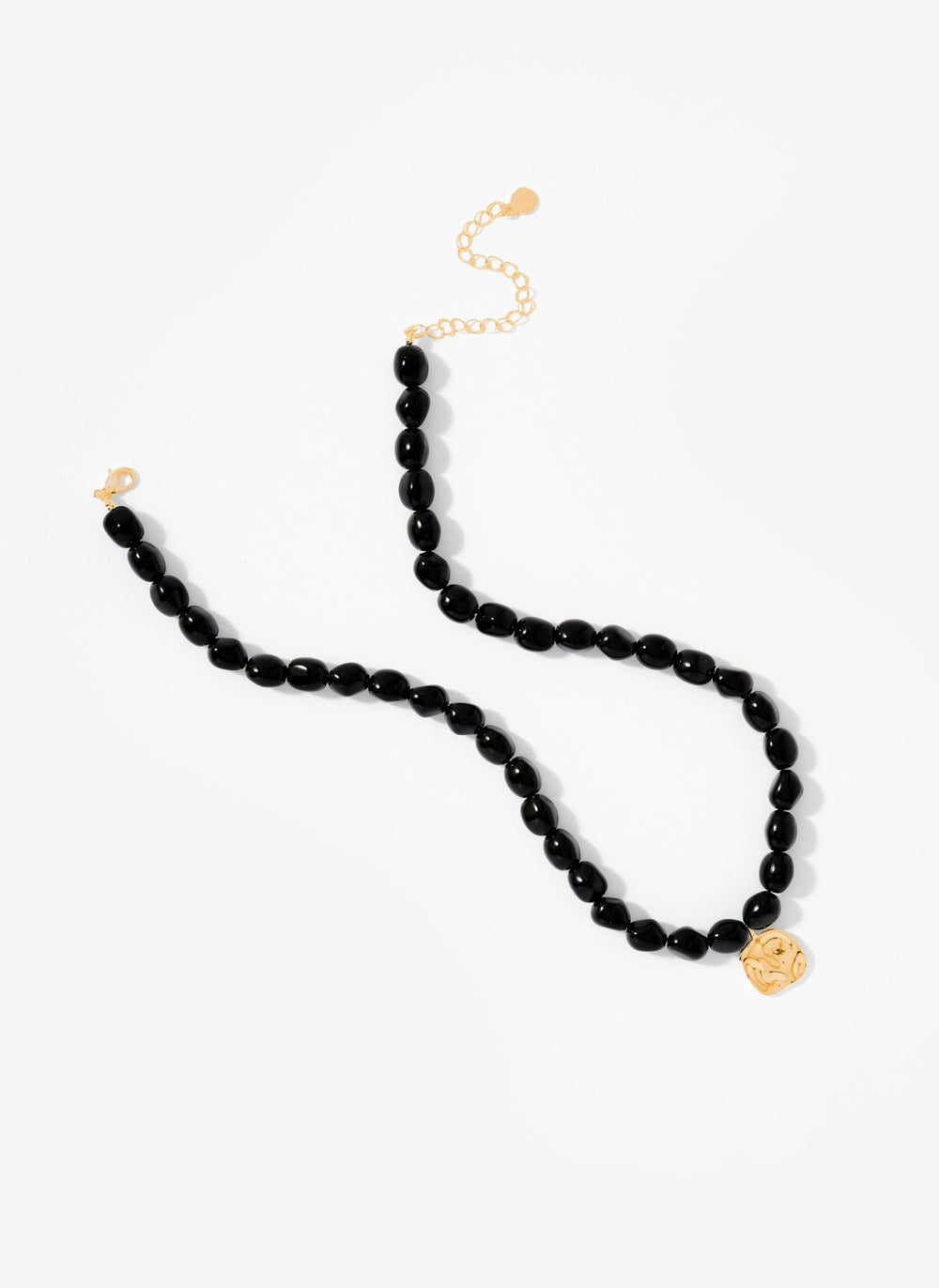 Black Beaded Charm Necklace