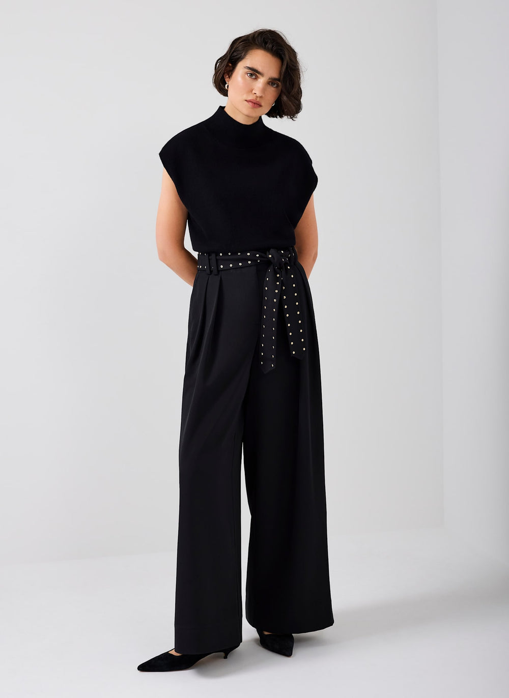 Black Belted Wide Trousers