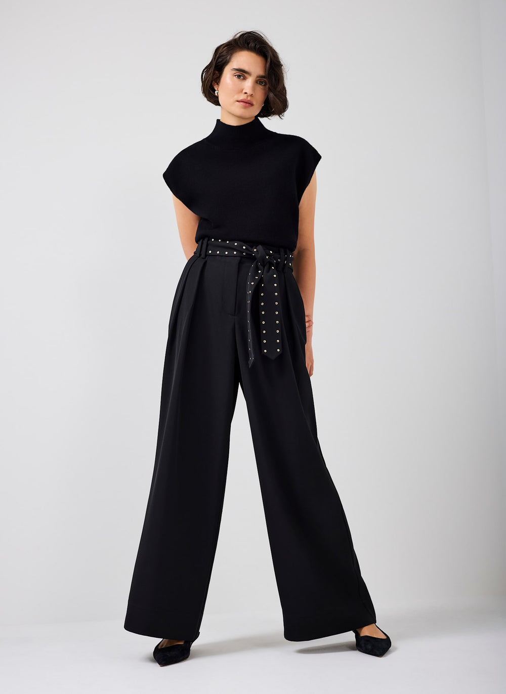 Black Belted Wide Trousers